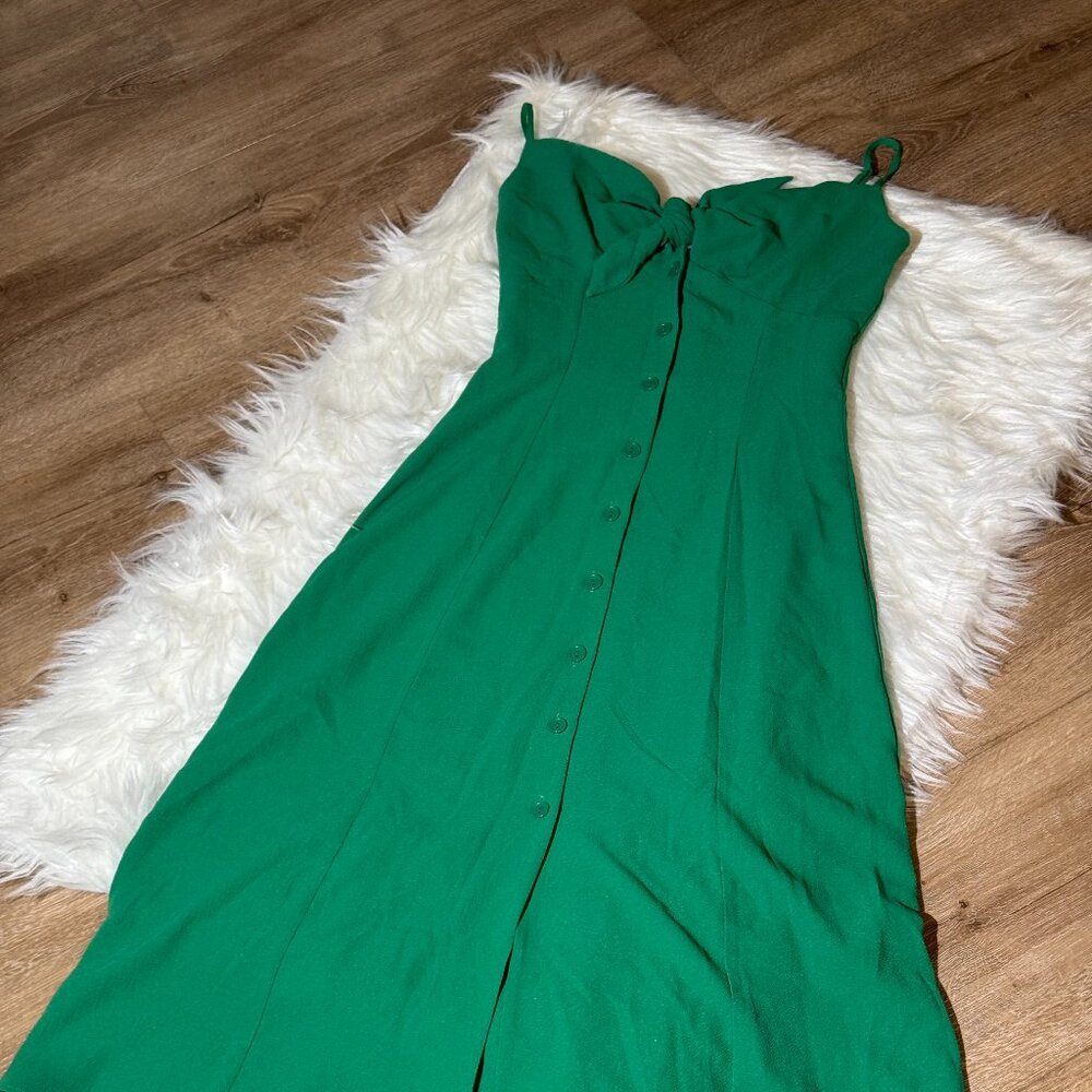 Green tie front button down sundress! size 3/4